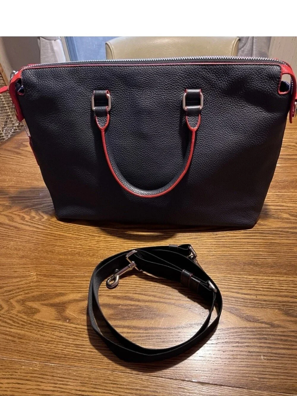 Coach Pebble Navy Pebble Leather Graham Laptop Messenger Bag NWOT